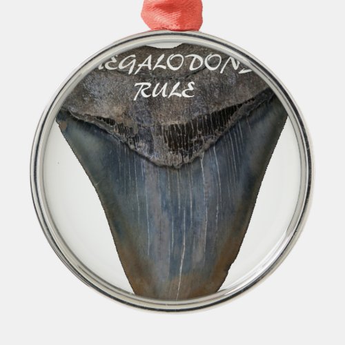 Megalodon Shark Tooth Metal Ornament