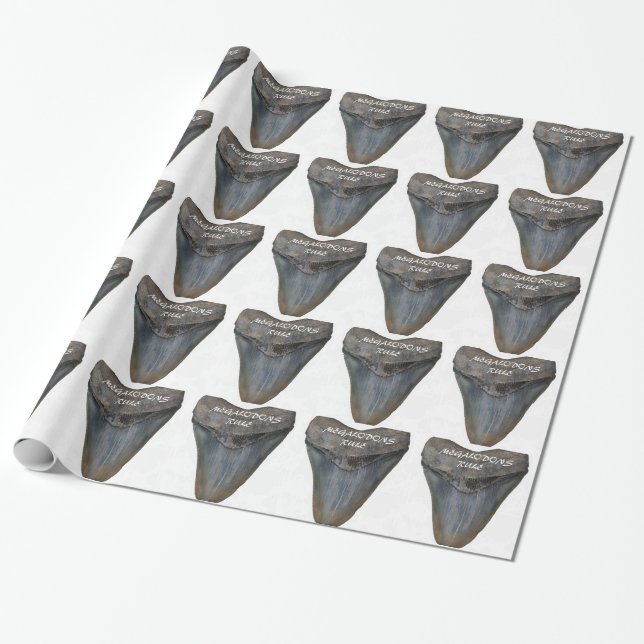 Megalodon Shark Tooth Wrapping Paper (Unrolled)