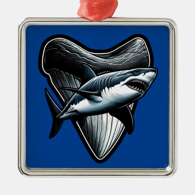 Megalodon Tooth Metal Ornament (Front)