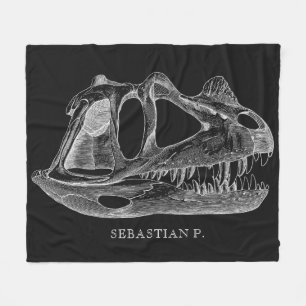 Megalosaurus Dinosaur Skull Paleontology Black Fleece Blanket
