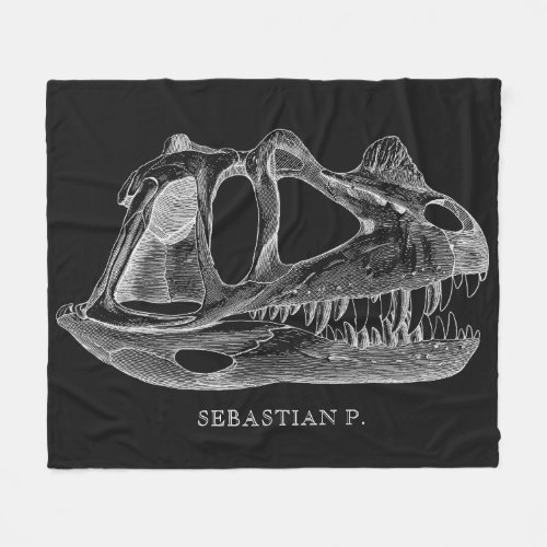 Megalosaurus Dinosaur Skull Paleontology Black Fleece Blanket