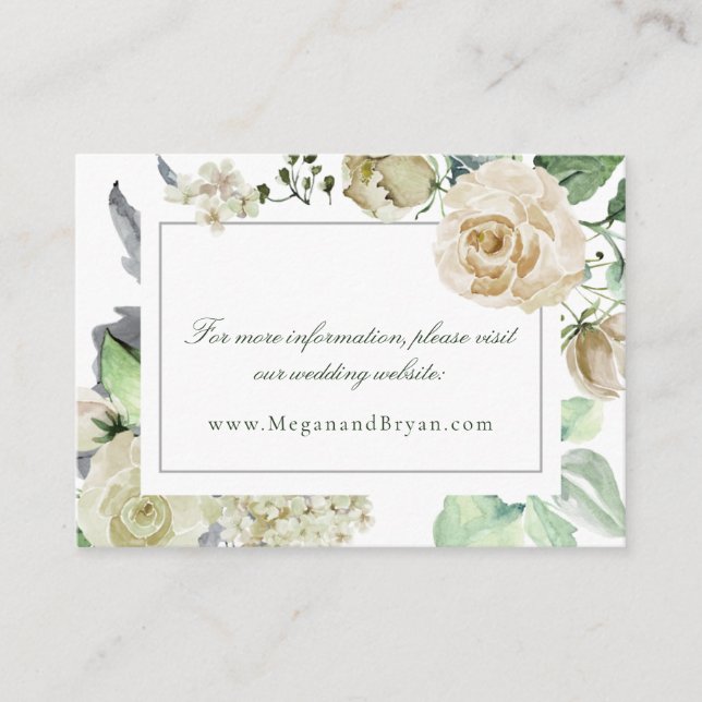 Megan Elegant Floral Wedding Website Enclosure Card (Front)