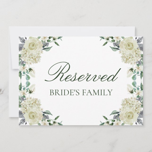 Megan Elegant Script Floral Reserved Wedding Sign (Front)