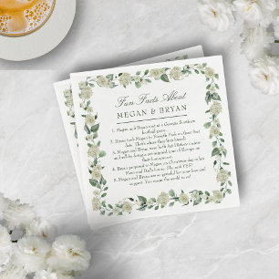 Megan Elegant Wedding Reception Fun Facts Cocktail Napkins