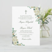 Megan Floral Watercolor Catholic Wedding Invitation (Standing Front)