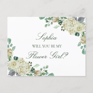 Megan Greenery Flower Girl Bridesmaid Proposal Invitation Postcard