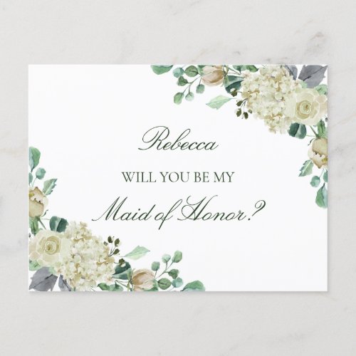 Megan Greenery Maid of Honor Bridesmaid Proposal Invitation Postcard