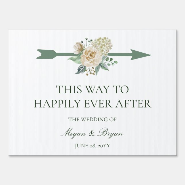 Megan Happily Ever After Wedding Directional Sign (Front)
