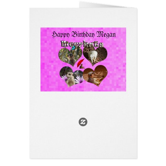 Megan, Happy Birthday Meerkat Birthday Card (Back)