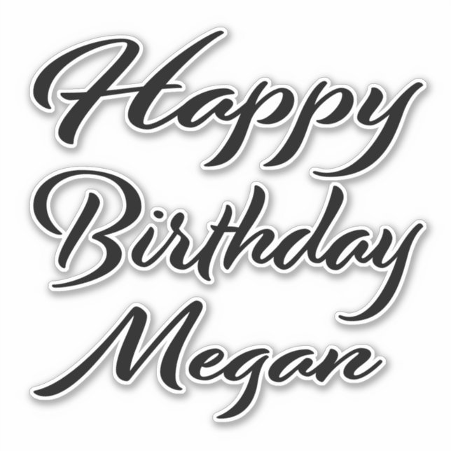 Megan name first name black Sticker birthday (Front)