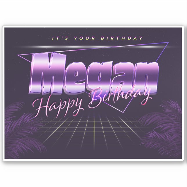 Megan Name First name lila retro Sticker Birthday (Front)