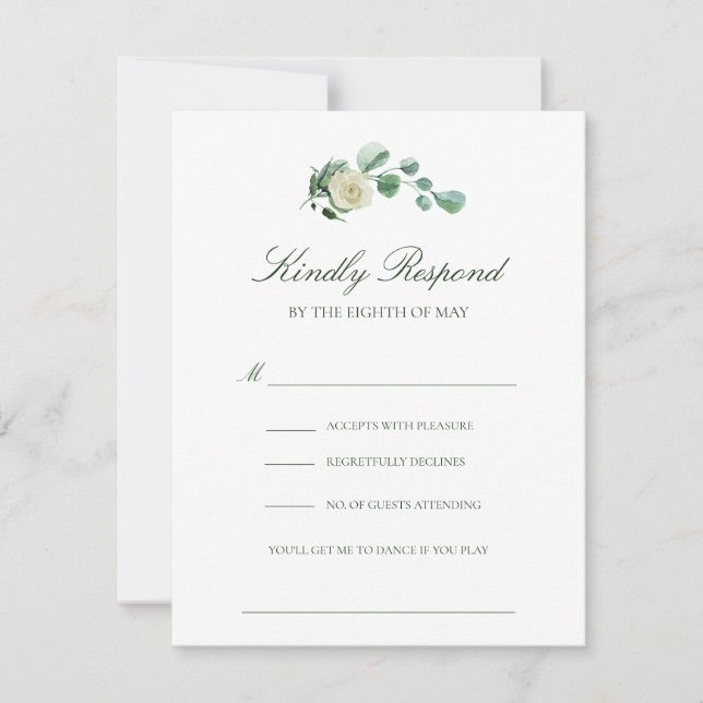 Megan Simple Elegant Song Request Wedding RSVP Card (Front)