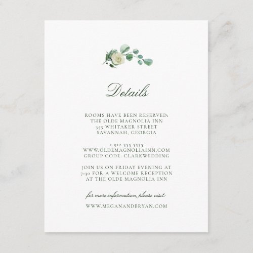 Megan Simple Greenery Wedding Guest Details Enclosure Card