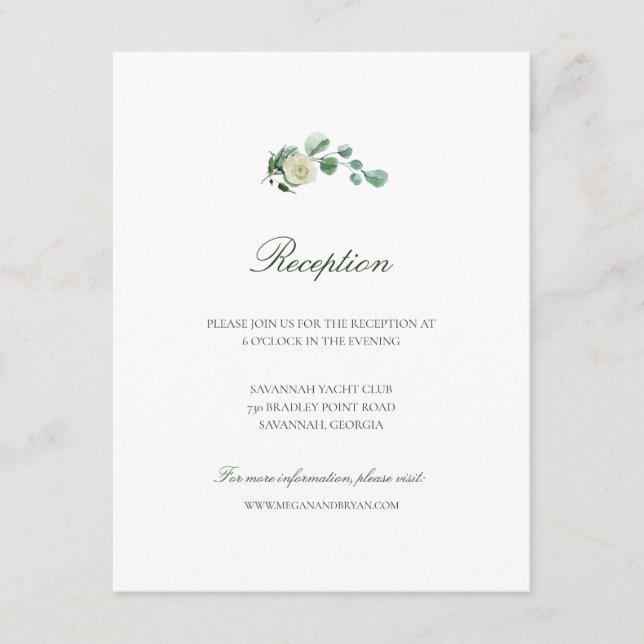 Megan Simple Greenery Wedding Reception Enclosure Card (Front)