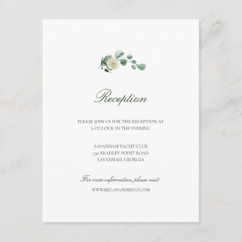 Megan Simple Greenery Wedding Reception Enclosure Card