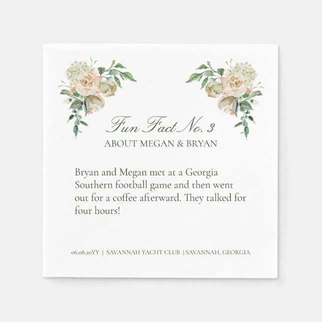Megan Wedding Reception Fun Facts No. 3 Cocktail Napkins (Front)