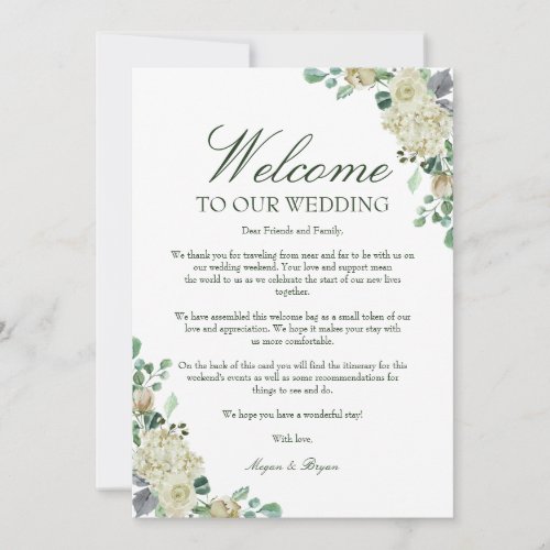 Megan Wedding Welcome Letter and Itinerary