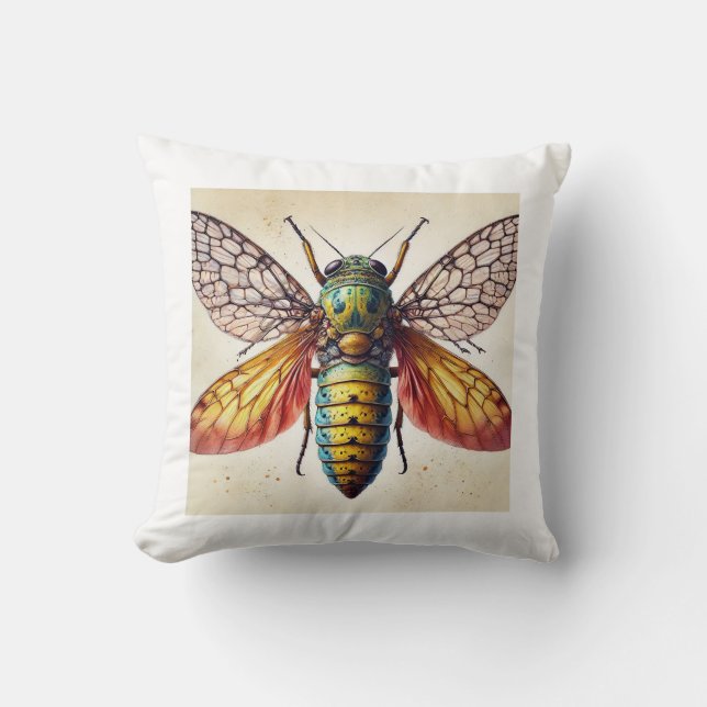 Meganeura Dragonfly View 120924IREF212 - Watercolo Throw Pillow (Front)