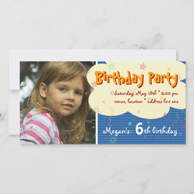 Megan's Birthday Party Photo Invitation (Front)