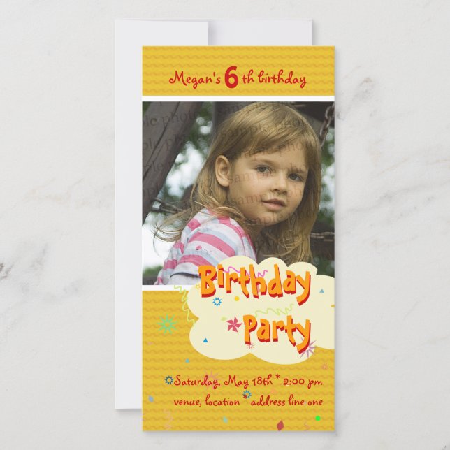 Megan's Super Birthday Party Photo Invitation (Front)