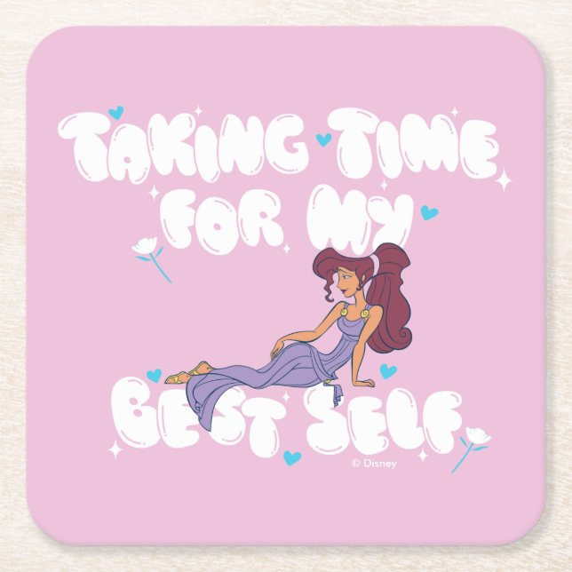 Megara - Taking Time For My Best Self Square Paper Coaster (Front)