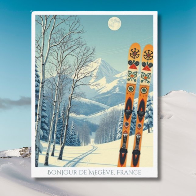 Megève France ski resort retro Postcard (Creator Uploaded)