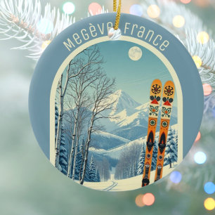 Megève France ski souvenir  Ceramic Ornament