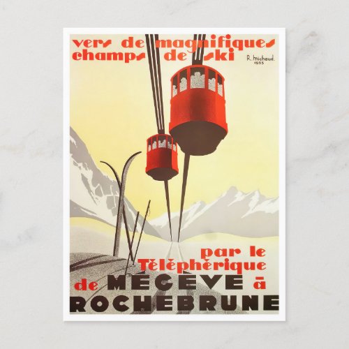 Megeve France vintage travel Postcard