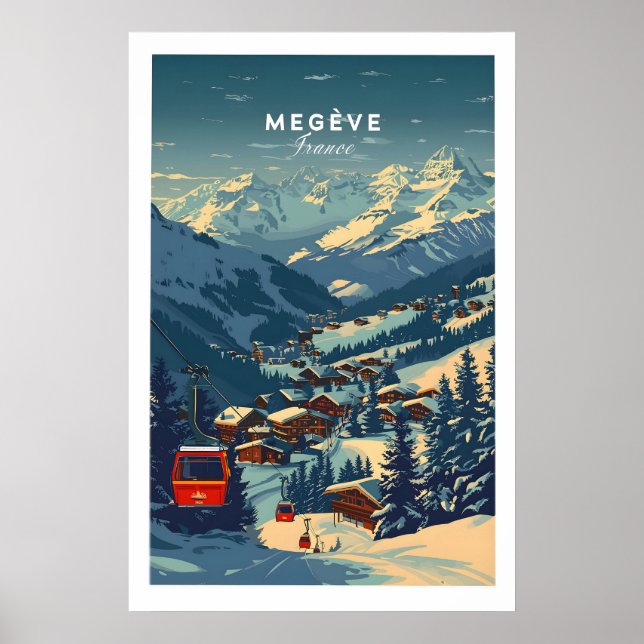 Megève Print France Ski Poster 1 (Front)
