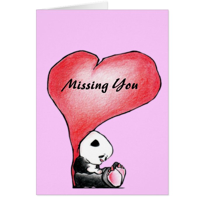 Megg Panda   heart, Missing You Cards