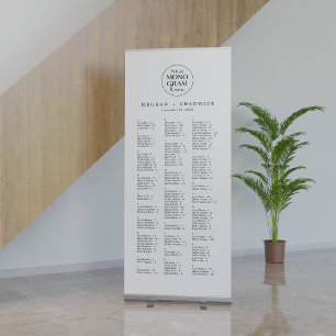 MEGHAN Boho Elegant Monogram Wedding Seating Chart Retractable Banner