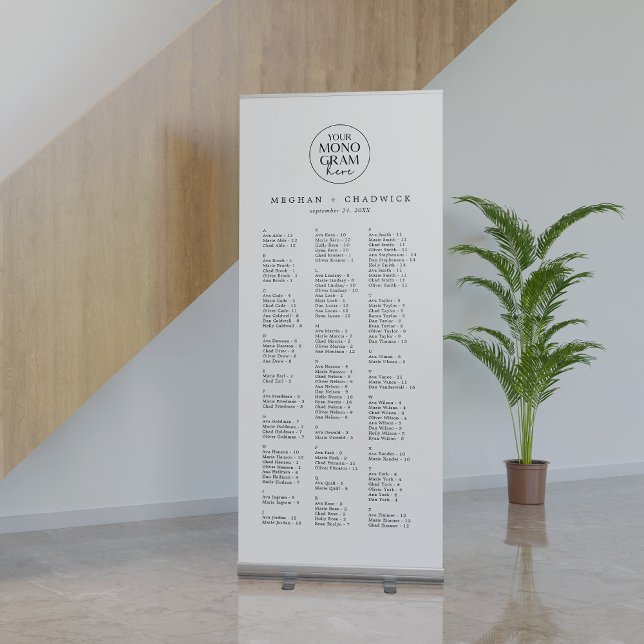 MEGHAN Boho Elegant Monogram Wedding Seating Chart Retractable Banner (MEGHAN Boho Elegant Monogram Wedding Seating Chart Retractable Banner)