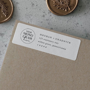 MEGHAN Boho Wedding Monogram Return Address Labels