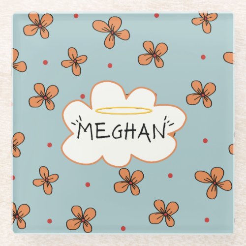 Meghan Halo Ring Doodle Cloud Aesthetic Names Glass Coaster