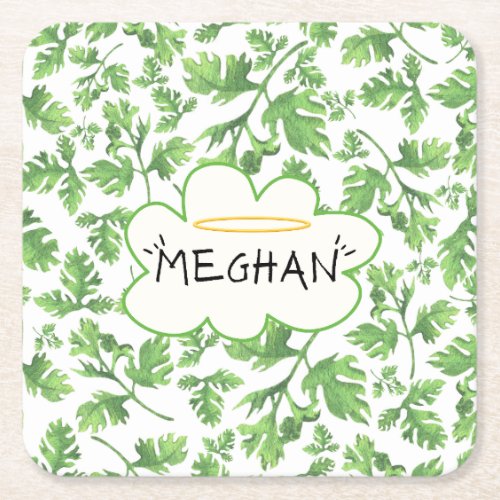 Meghan Halo Ring Doodle Cloud Aesthetic Names Square Paper Coaster
