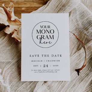 MEGHAN Monogram Black White Modern Elegant Wedding Save The Date