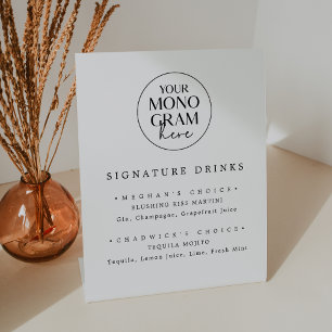 MEGHAN Monogram Minimal Wedding Signature Drink Pedestal Sign