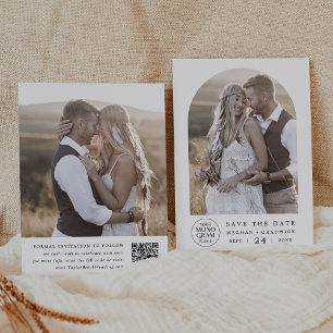 MEGHAN Monogram Photo Black White Unique Wedding Save The Date