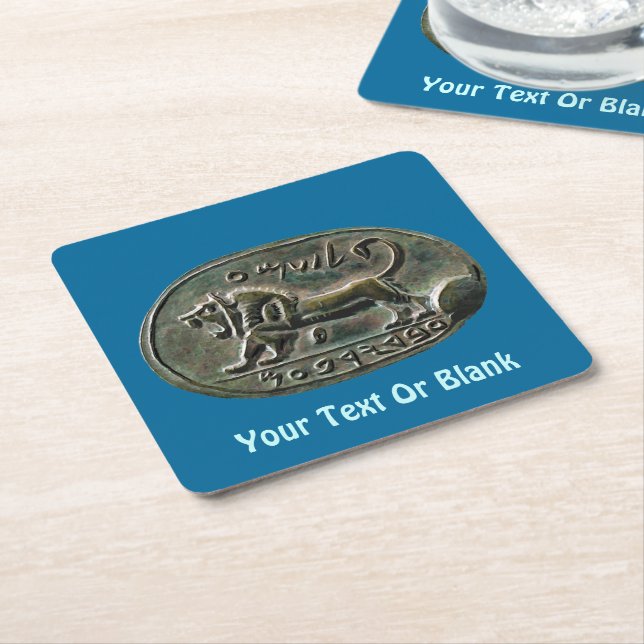 Megiddo Seal Square Paper Coaster (Angled)