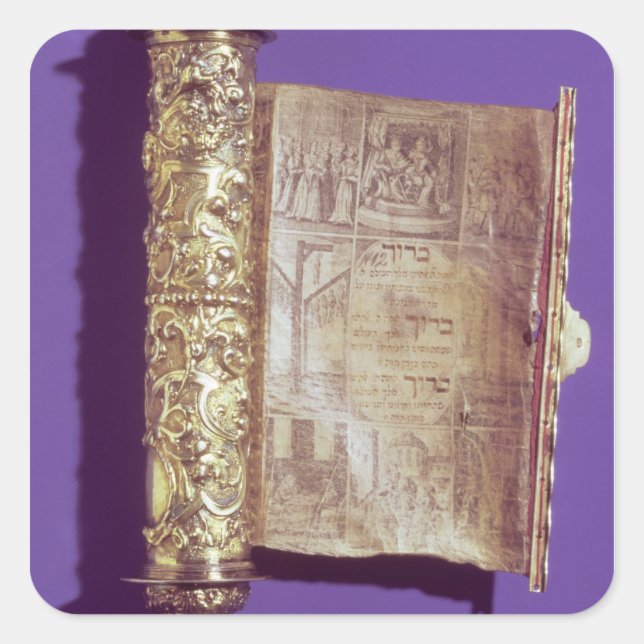 Megillah  in a silver case, Vienna, c.1715 Square Sticker (Front)