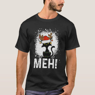 Meh Black Cat Christmas, Funny Anti Christmas Cat T-Shirt