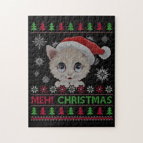 Meh Cat Christmas Jigsaw Puzzle