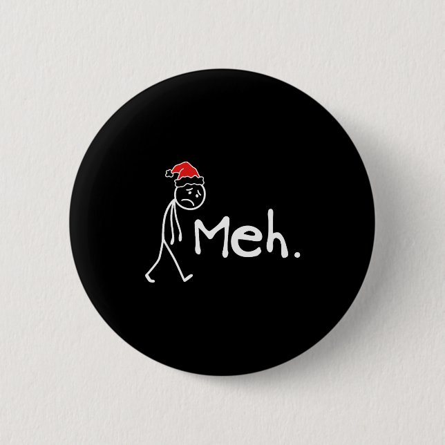Meh. Funny Christmas Introvert  Button (Front)