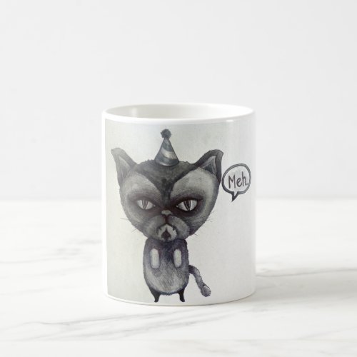 meh grumpy cat party tea coffee mug art