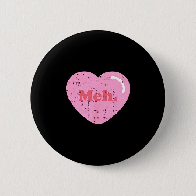 Meh Heart Pocket Funny Anti Valentines Day Single  Button (Front)