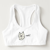 Meh! Not Impressed Funny Cartoon Cat Face Sports Bra (Front)