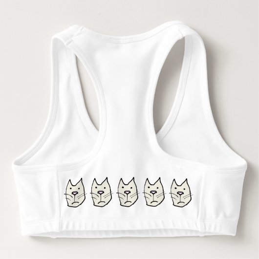 Meh! Not Impressed Funny Cartoon Cat Face Sports Bra (Back)