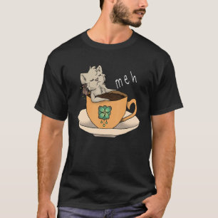 Meh Sarcastic Coffee Cat T-Shirt