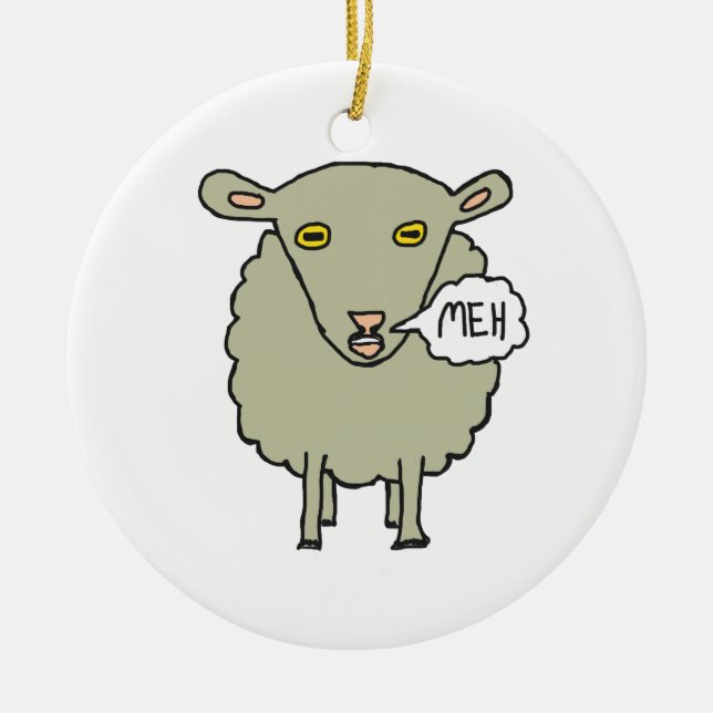 Meh Sheep Ceramic Ornament (Front)