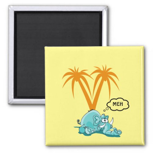 Meh Silly Blue Elephant Cartoon with Googly Eyes Magnet